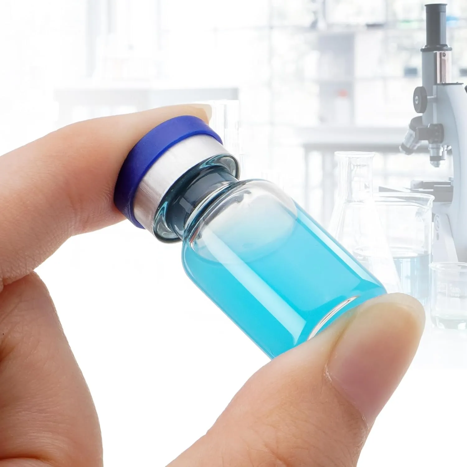 100 Pack 2ml Glass Vials, Clear Glass Headspace Vials with Plastic-Aluminum Flip Off Caps and Rubber Stoppers, 15mm Transparent Flat Bottom Lab Vial