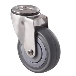 100mm Grey Rubber Stainless Steel Castors - 140KG Rated