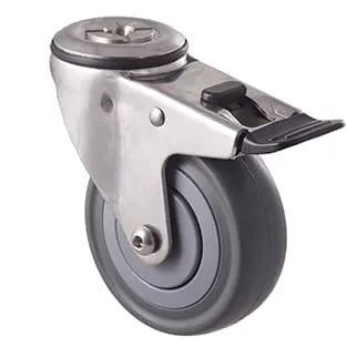100mm Grey Rubber Stainless Steel Castors - 140KG Rated