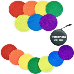 14 Pcs Non Slip Agility Markers Poly Spots, 4 inch Floor Dots Spot Markers for Gym,PE Equipment,Rubber Circles Multiple Color Sports Markers