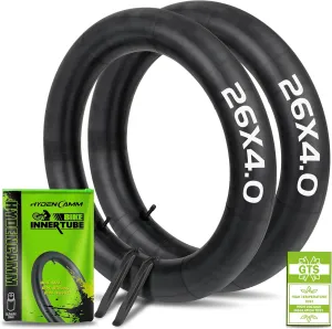 2 Pack 20"/26" x4.0 Fat Tire Tube, 20"/26" x3.5/4.0 E-Bike Bicycle Fat Tire Tubes AV Schrader Valve with 2 Tire Levers, 20"/26" x4 Bike Tube for 20/26 Inch Ebike Electric Bicycle Road Mountain