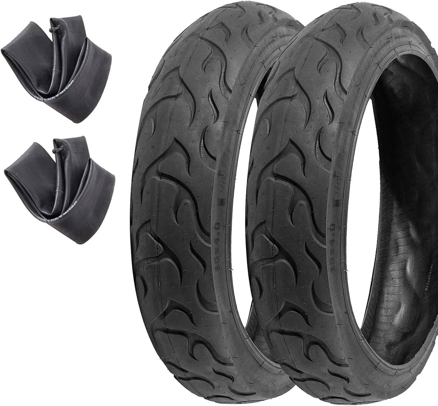 2 Pack E-Bike Mountain Bike Fat Tires 20"x4.0"(98-559) & Tubes, Electric Fat Tyres Set Compatible Wide Mountain Snow Bicycle All-Terrain Replacement MTB Bicycle Tire