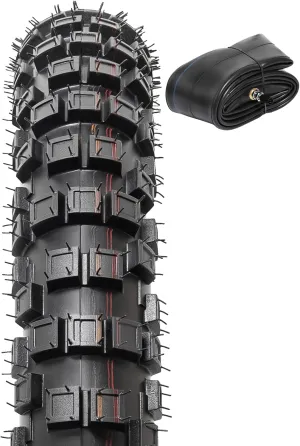 2.75-17(70/100-17) 4PR TT 41P Dirt Bike Front/Rear Tire and Heavy Duty Inner Tube Compatible with 2.75-17 70/100-17 Off Road Pit Bike/Motorcycle Tire (P-259)