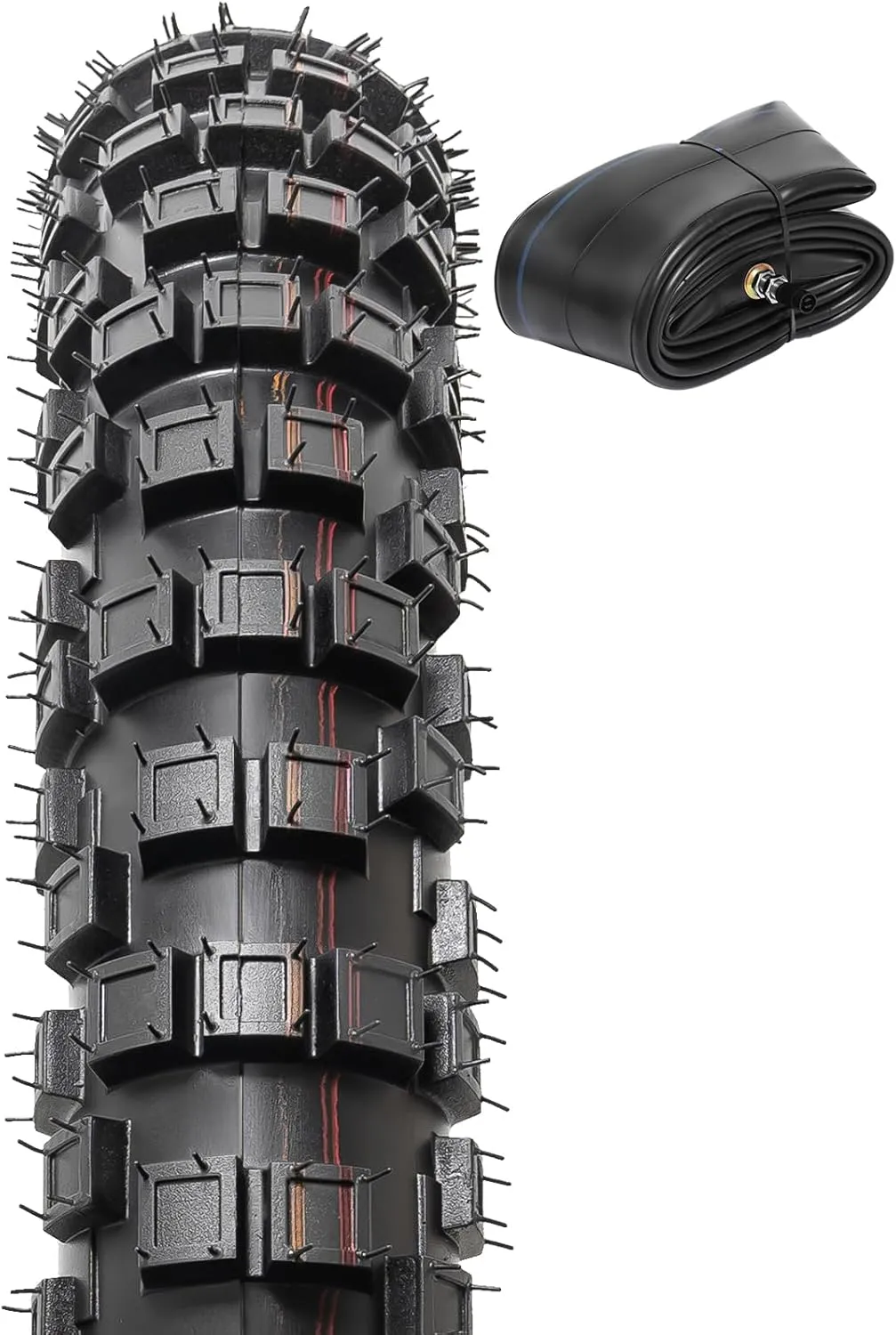 2.75-17(70/100-17) 4PR TT 41P Dirt Bike Front/Rear Tire and Heavy Duty Inner Tube Compatible with 2.75-17 70/100-17 Off Road Pit Bike/Motorcycle Tire (P-259)