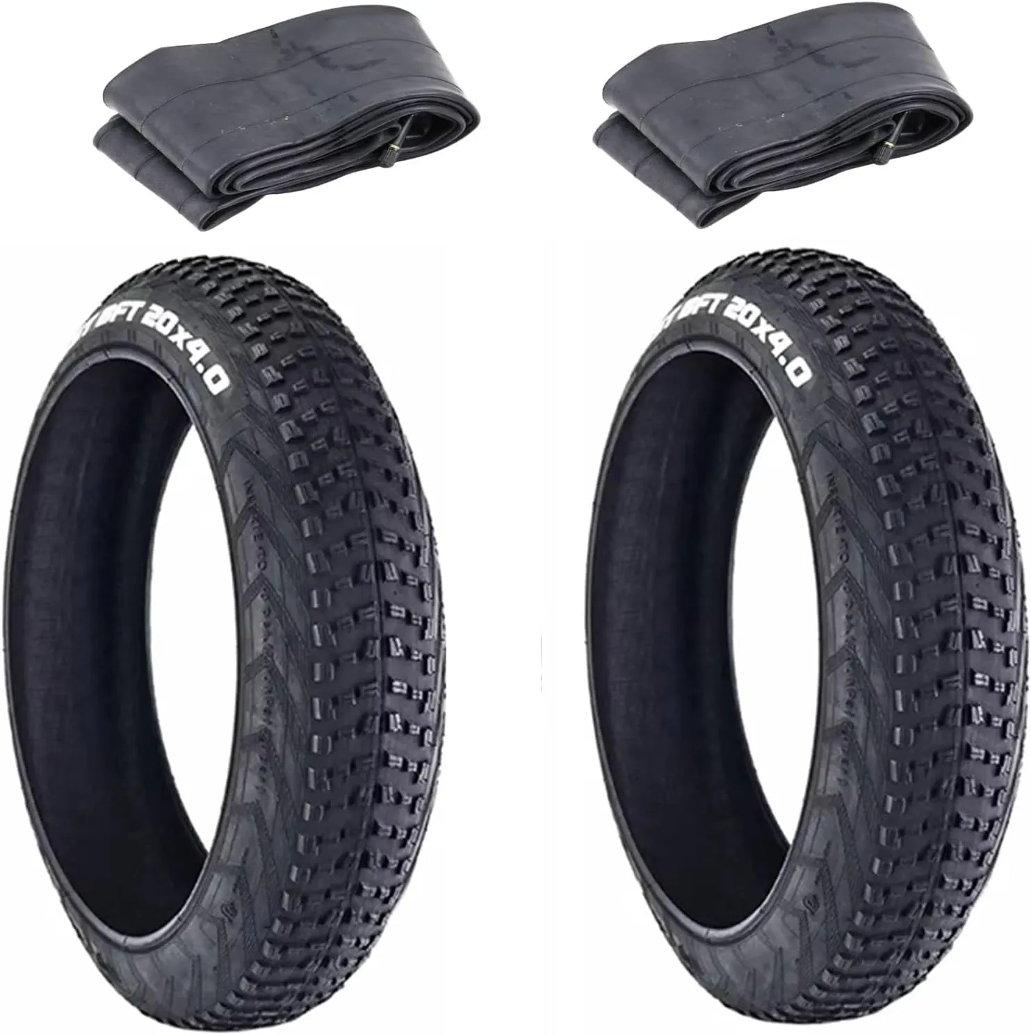 2pcs 20x4 Bike Tire | Fat Tire and Tubes for Ebike MTB | Heavy Duty High-Performance E-Bike Mountain Bike Tire | All-Terrain Directional Tread | High-Density Tire for Street & Trail Riding | 30 PSI