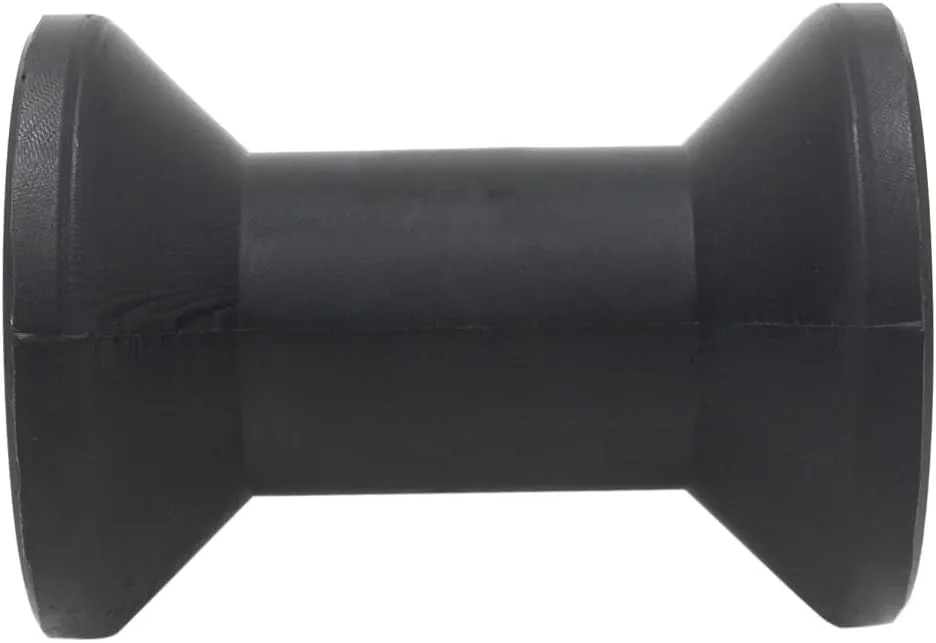 4 Inch Width Boat Trailer Black Molded Rubber Spool Roller - 5/8” Hole