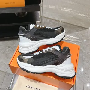 55 Louis Mesh Fabric All-weather Polyester Proactive support Sneaker Vuitton 50mm Run Black