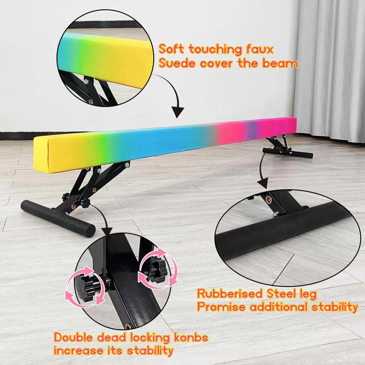 8FT Adjustable Balance Beam, Gymnastics Beam for Kids, High and Lower Gymnastic Training Beam for All Gymnastic Levels- Gymnastics Equipment for Teens at Home and Gym Use