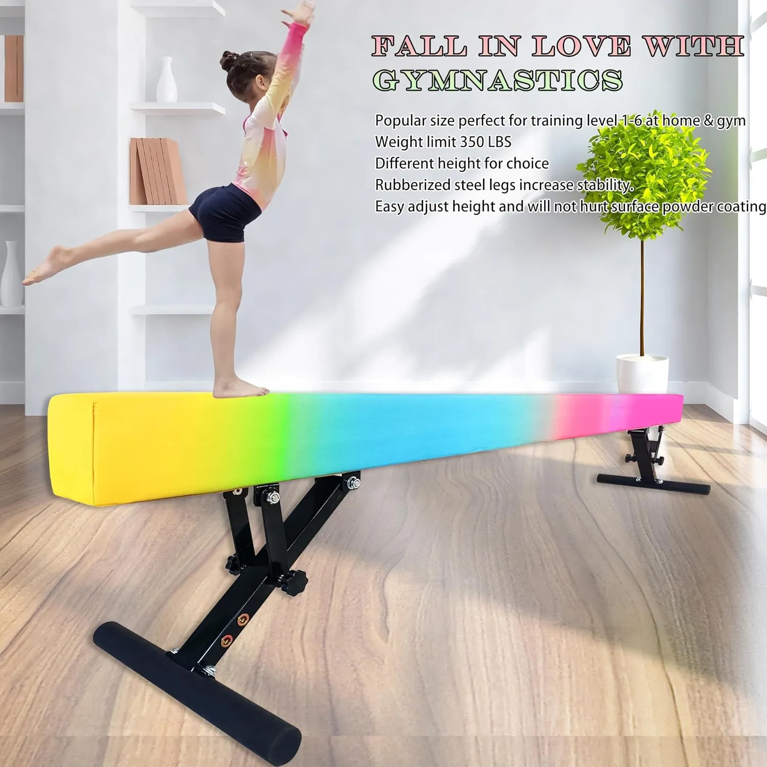 8FT Adjustable Balance Beam, Gymnastics Beam for Kids, High and Lower Gymnastic Training Beam for All Gymnastic Levels- Gymnastics Equipment for Teens at Home and Gym Use