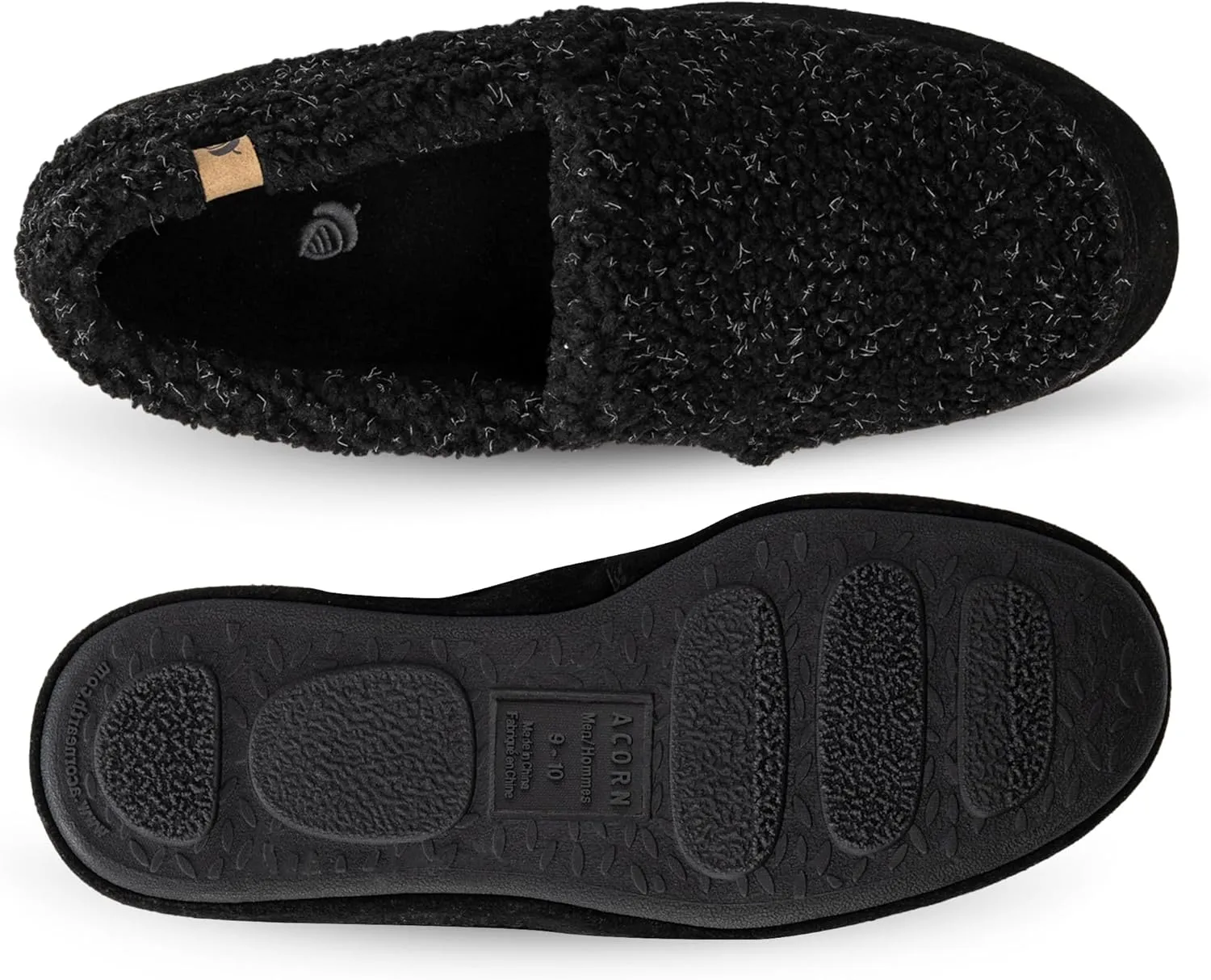 Acorn Men's Slippers with Memory Foam Insole Suede Sidewall and Rubber Outsole