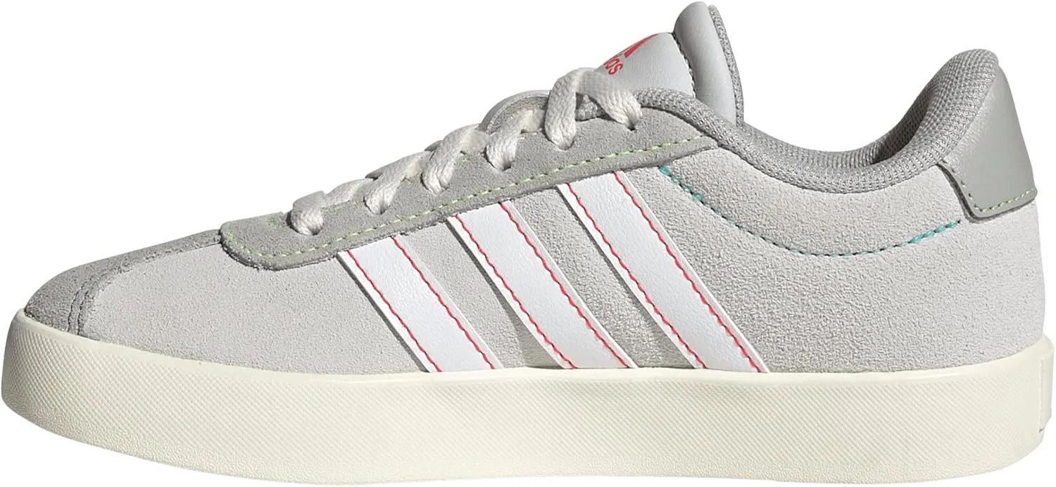 adidas VL Court 3.0 Sneaker, Dash Grey/White/Lime Burst, 5.5 US Unisex Big Kid