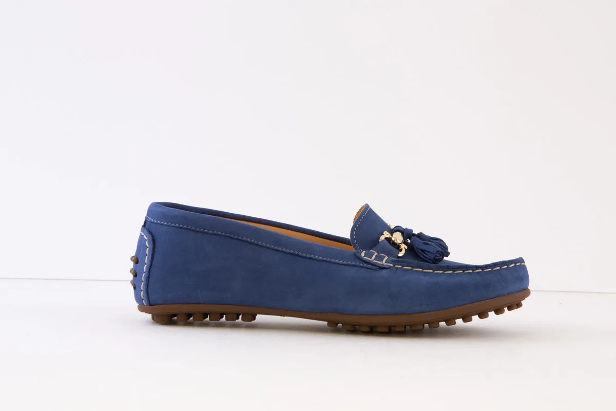 AEROBICS - 8227.011 FLAT SLIP-ON MOCCASIN SHOE - BLUE NUBUCK