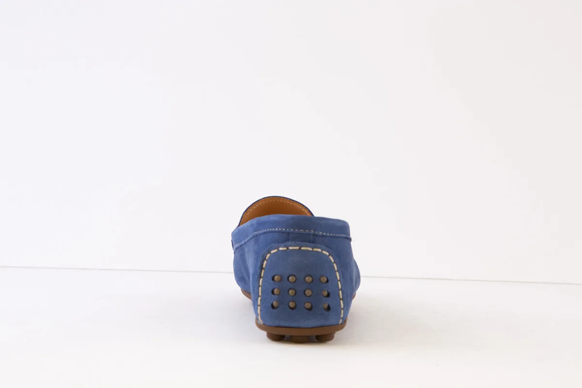 AEROBICS - 8227.011 FLAT SLIP-ON MOCCASIN SHOE - BLUE NUBUCK