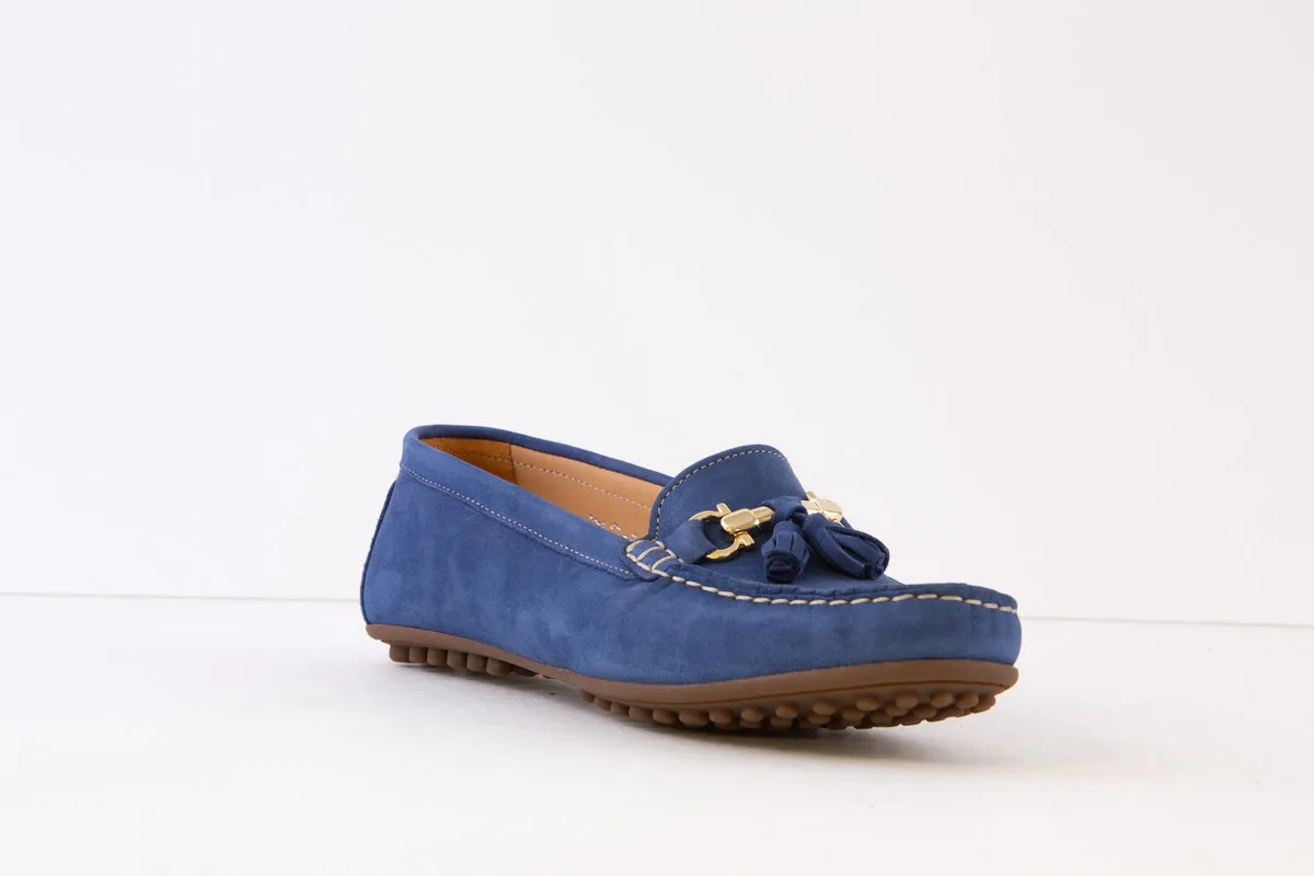 AEROBICS - 8227.011 FLAT SLIP-ON MOCCASIN SHOE - BLUE NUBUCK