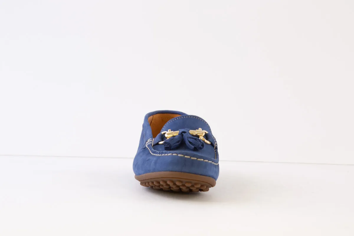 AEROBICS - 8227.011 FLAT SLIP-ON MOCCASIN SHOE - BLUE NUBUCK