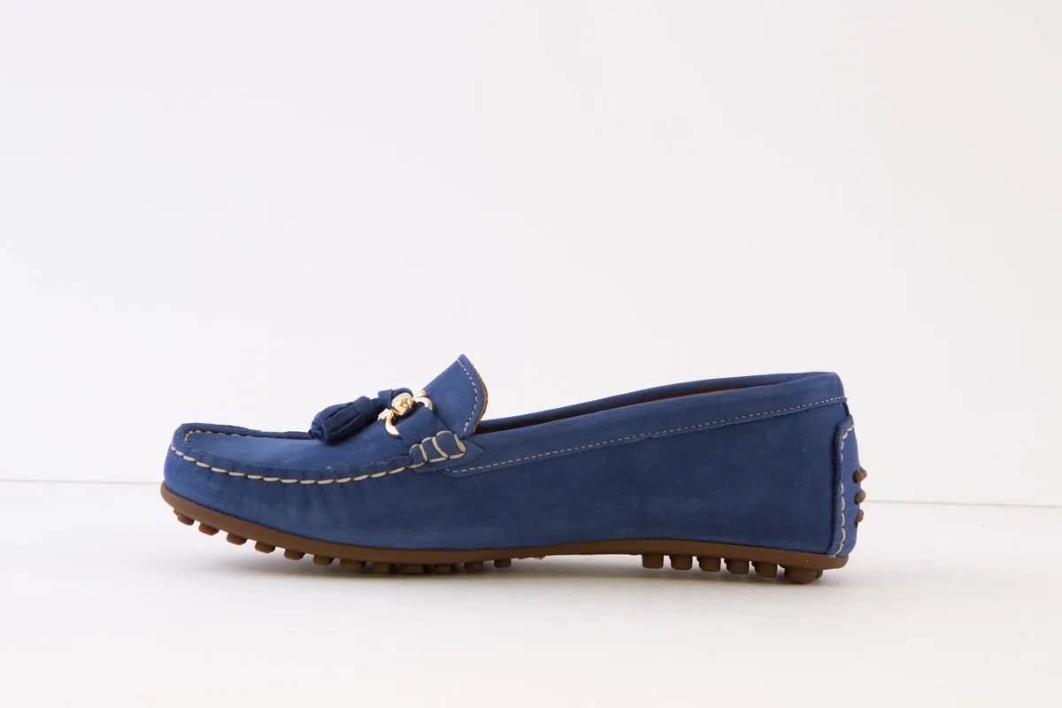 AEROBICS - 8227.011 FLAT SLIP-ON MOCCASIN SHOE - BLUE NUBUCK