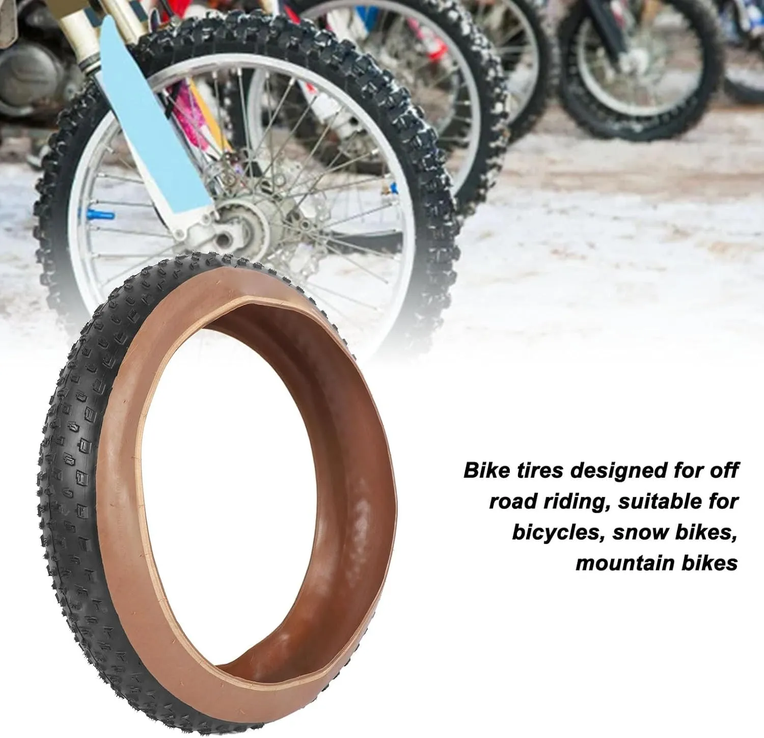 All Terrain Snow Bikes Tire, 60Tpi Folding Rubber Bikes Tires for Street and Rough Terrain Riding