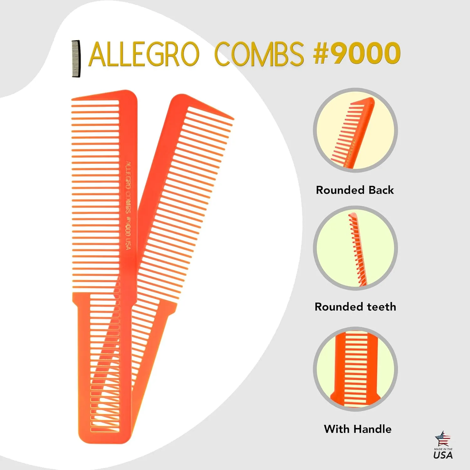 Allegro Combs 9000 Clipper Cutting Blending Fading Combs - Neon Mix 6 Pk.