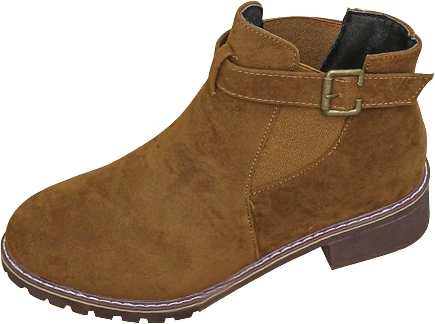AMDBEL Winter Boots for Women 2024 Ankle Boots Low Thick Heel Comfortable Round Toe Suede Short Boots Winter Shoes