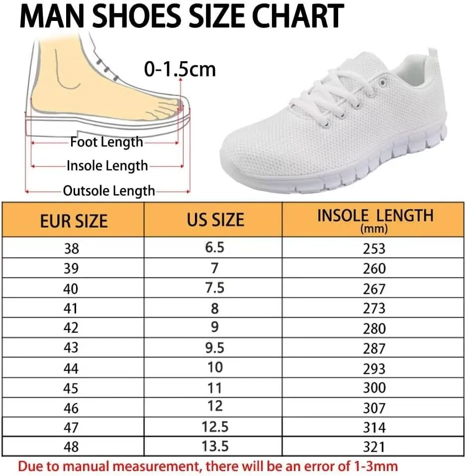 AmzPrint Women Mens Fashion Sneaker White Sole Cute Tennis Shoes for Women Black Casual Running Walking Shoes Size 6