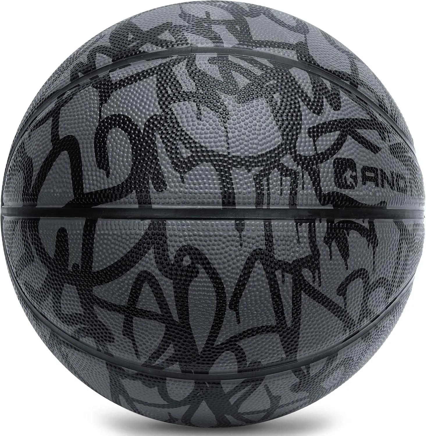 AND1 Xcelerate Rubber Basketball: Game Ready, Official Regulation Size 7 (29.5”) Streetball, Made for Indoor/Outdoor Basketball Games- Graffiti Collection (Black/Black)
