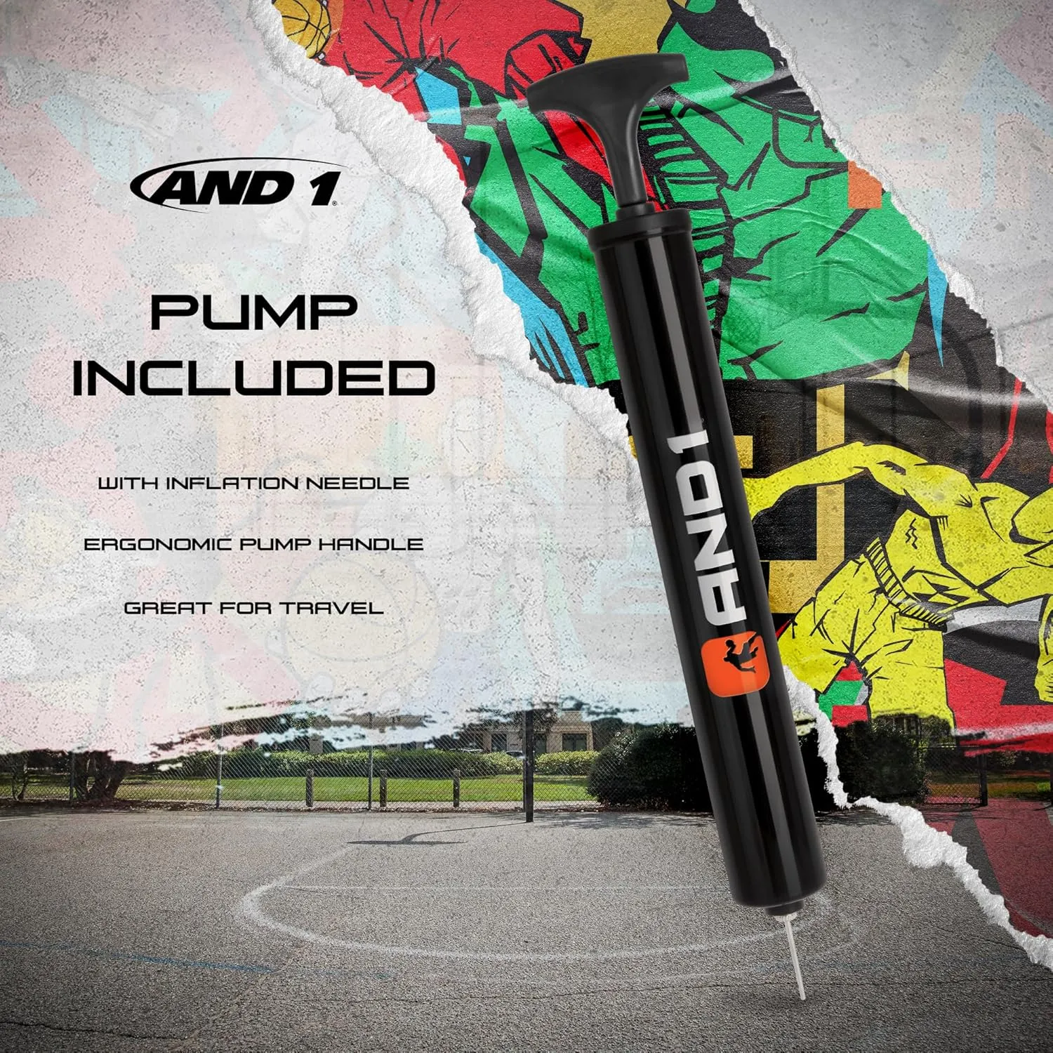 AND1 Xcelerate Rubber Basketball: Official Regulation Size 7 (29.5") - Deep Channel Construction Streetball, Made for Indoor Outdoor