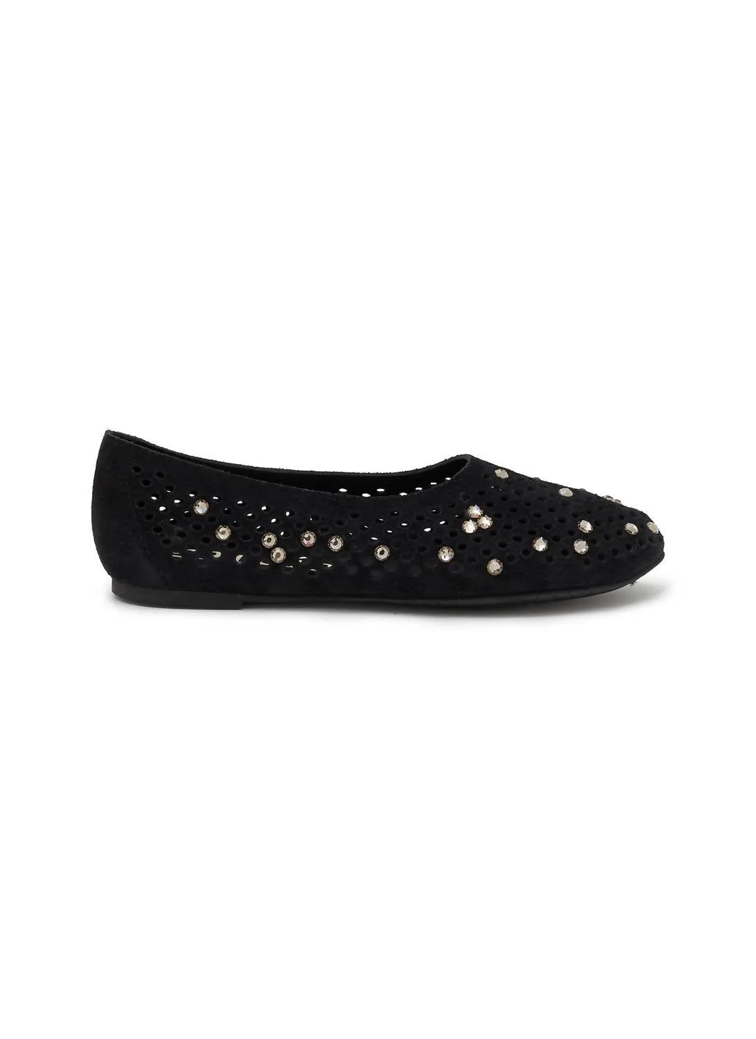 Ariane Suede Ballerina Flat In Black Castro