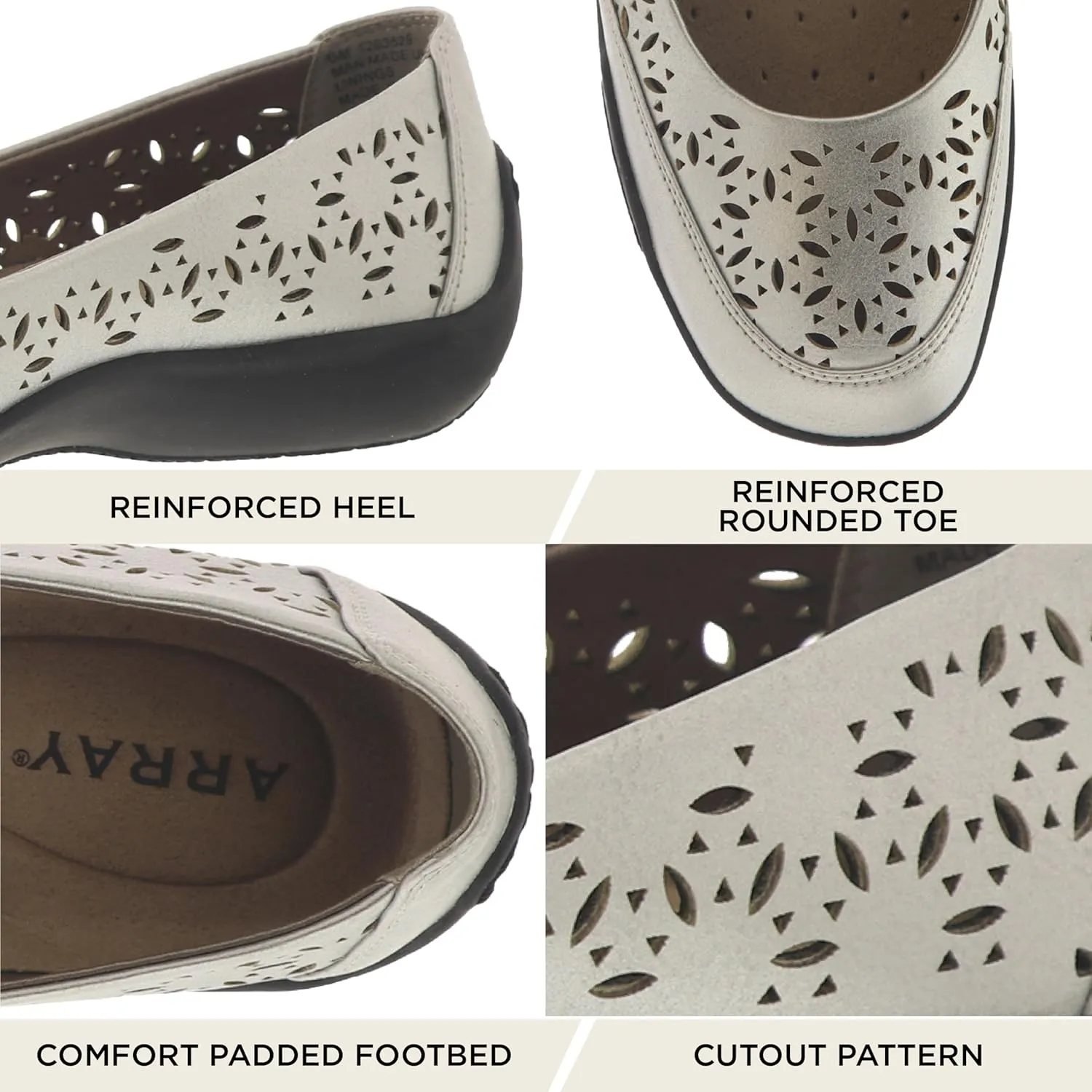 ARRAY Women's Jordan Cutout Comfort Flat with Rubber Sole