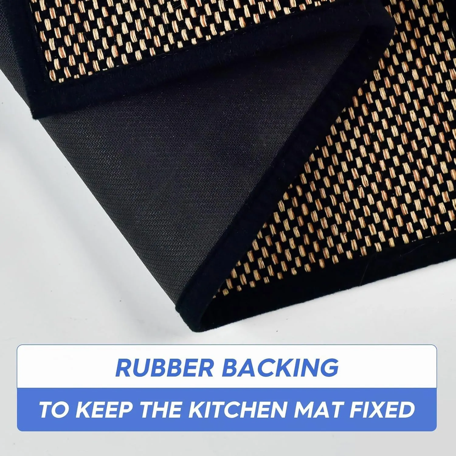 Artoid Mode Washable Non-Skid Kitchen Rugs and Mats Set of 2, Rubber Backing Home Decor Kitchen Mats for Floor Front of Sink Black - 17x29 and 17x47 Inch