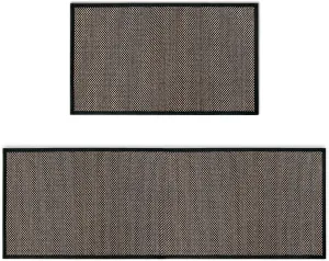 Artoid Mode Washable Non-Skid Kitchen Rugs and Mats Set of 2, Rubber Backing Home Decor Kitchen Mats for Floor Front of Sink Black - 17x29 and 17x47 Inch