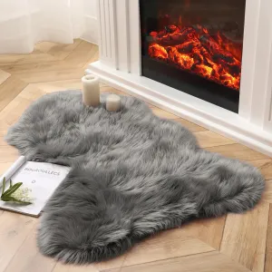 Ashler Faux Fur Rug, Fluffy Shaggy Area Rug Ultra Soft 2 x 3 Feet Sheepskin Fur, Dark Grey Fuzzy Machine Washable Shag, Nursery Decor Throw for Bedroom, Living Room, Kids Room