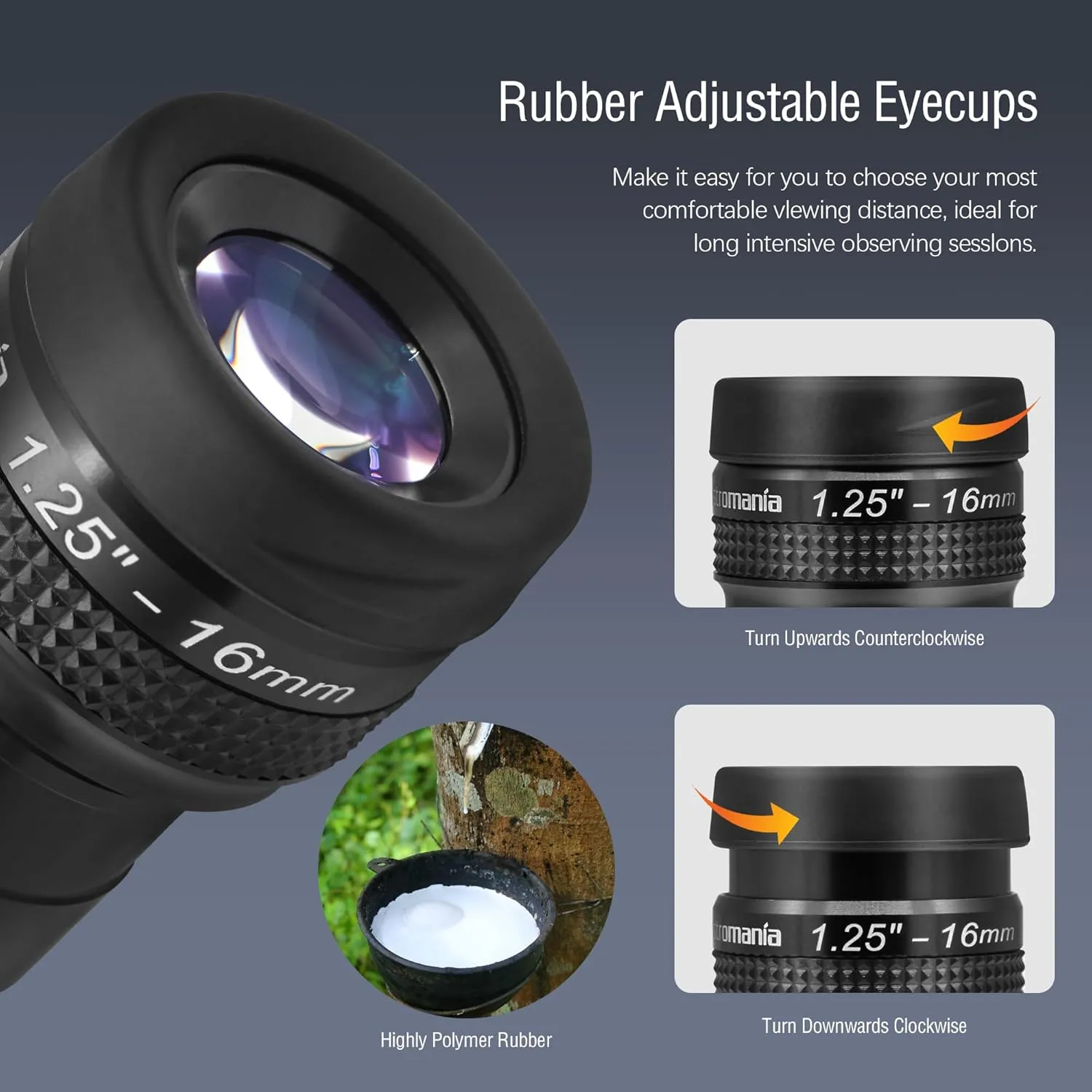 Astromania Telescope Eyepiece Flat Field Eyepiece 16mm Fully Mutil Coated 1.25 inch Metal 65 Degree Ultra Wide Angle Telescope Accessory for Astronomy Telescope, Flat Image Field & Crystal Clear Image
