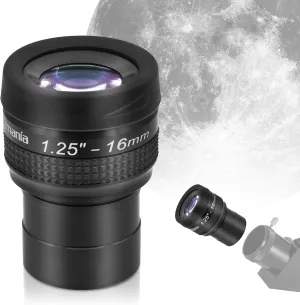 Astromania Telescope Eyepiece Flat Field Eyepiece 16mm Fully Mutil Coated 1.25 inch Metal 65 Degree Ultra Wide Angle Telescope Accessory for Astronomy Telescope, Flat Image Field & Crystal Clear Image