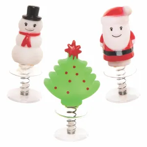 Baker Ross 6 x Christmas Bouncy Figures Toys for Kids Pop Up Toy - Ideal for Party Bag Fillers, Stocking Fillers, Classroom Prize or Small Gift FC280