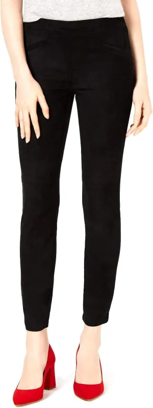 Bar III | Faux Suede Skinny Pants | Deep Black | M