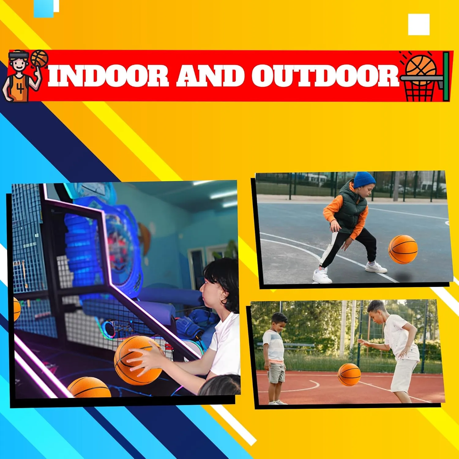 Bedwina Mini Basketballs - (2 or 4 Pack) - Rubber 7 Inch, Size 3 - Mini Hoop Outdoor Basketball Set for Small Hoops Indoor & Outdoor Pool Parties - Kids Birthday Gift, Arcade Games