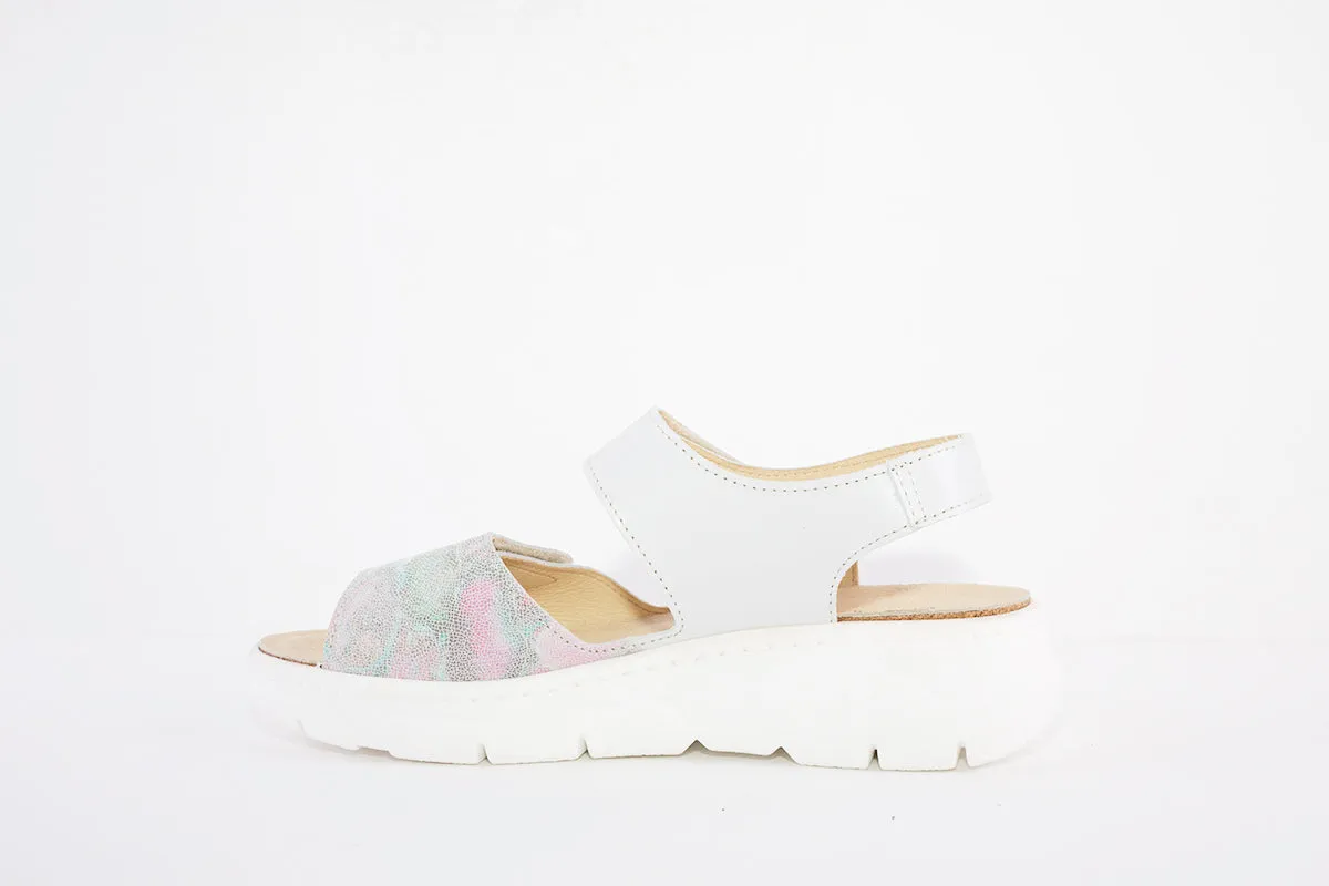 BELVIDA 81.008 VELCRO STRAP COMFORT SANDAL - SILVER COMBI