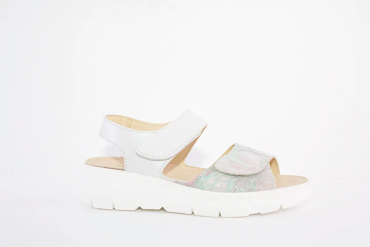 BELVIDA 81.008 VELCRO STRAP COMFORT SANDAL - SILVER COMBI