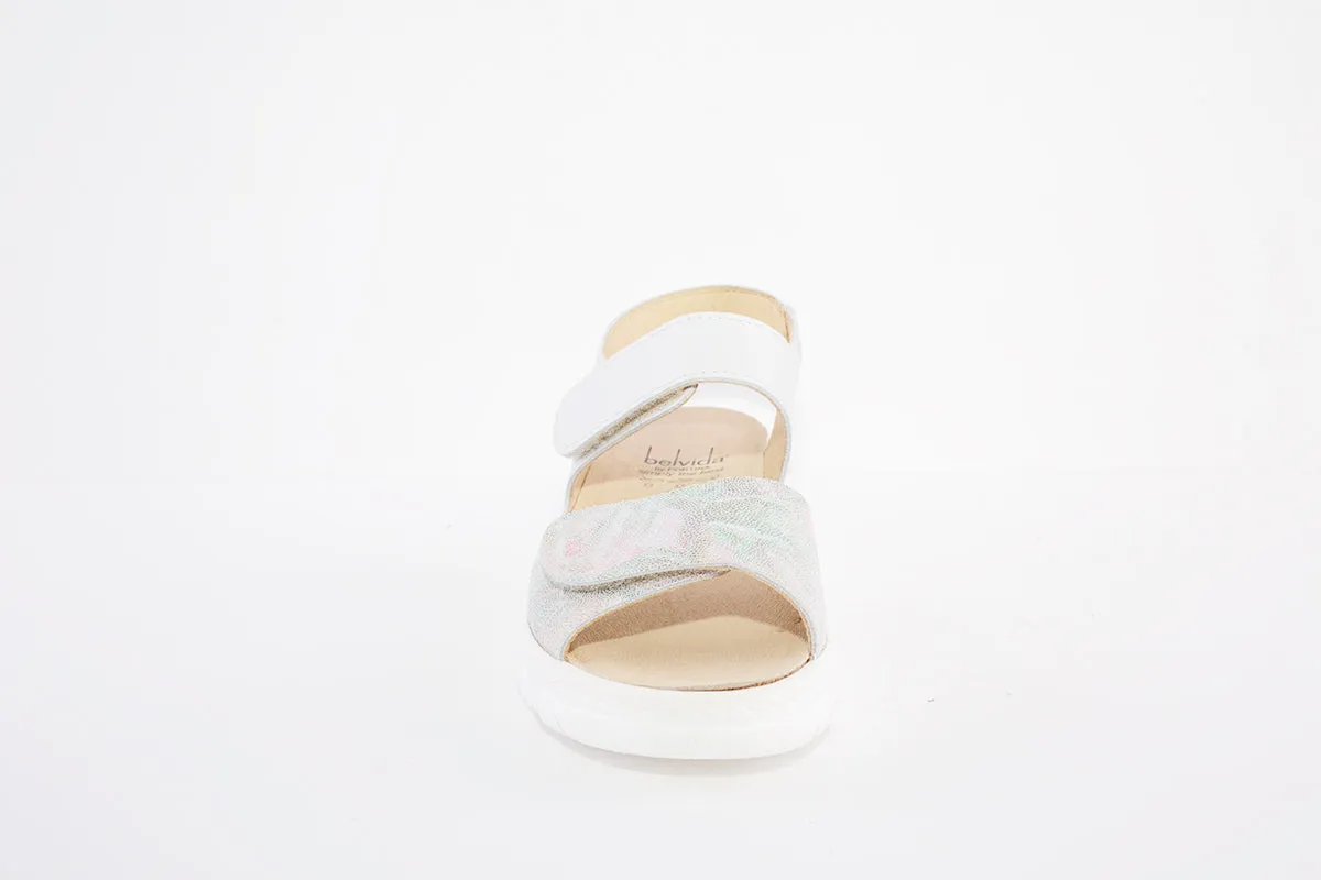 BELVIDA 81.008 VELCRO STRAP COMFORT SANDAL - SILVER COMBI