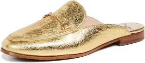 Best-priced Leather Edelman Bright Metallic Slide Sam Round-Toe Gold Huge offer Mule Linnie