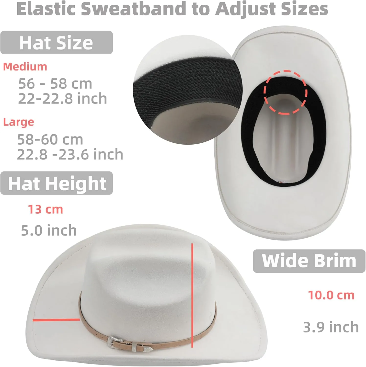 Big Cowboy Hat for Women Men Wide Brim Cowgirls Beach Cattleman Western Cowboys Hat