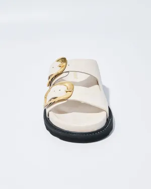 BIG DOUBLE BUCKLE SANDALS ECRU