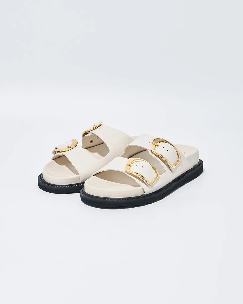 BIG DOUBLE BUCKLE SANDALS ECRU