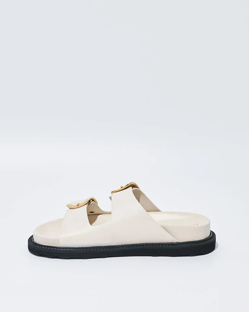 BIG DOUBLE BUCKLE SANDALS ECRU