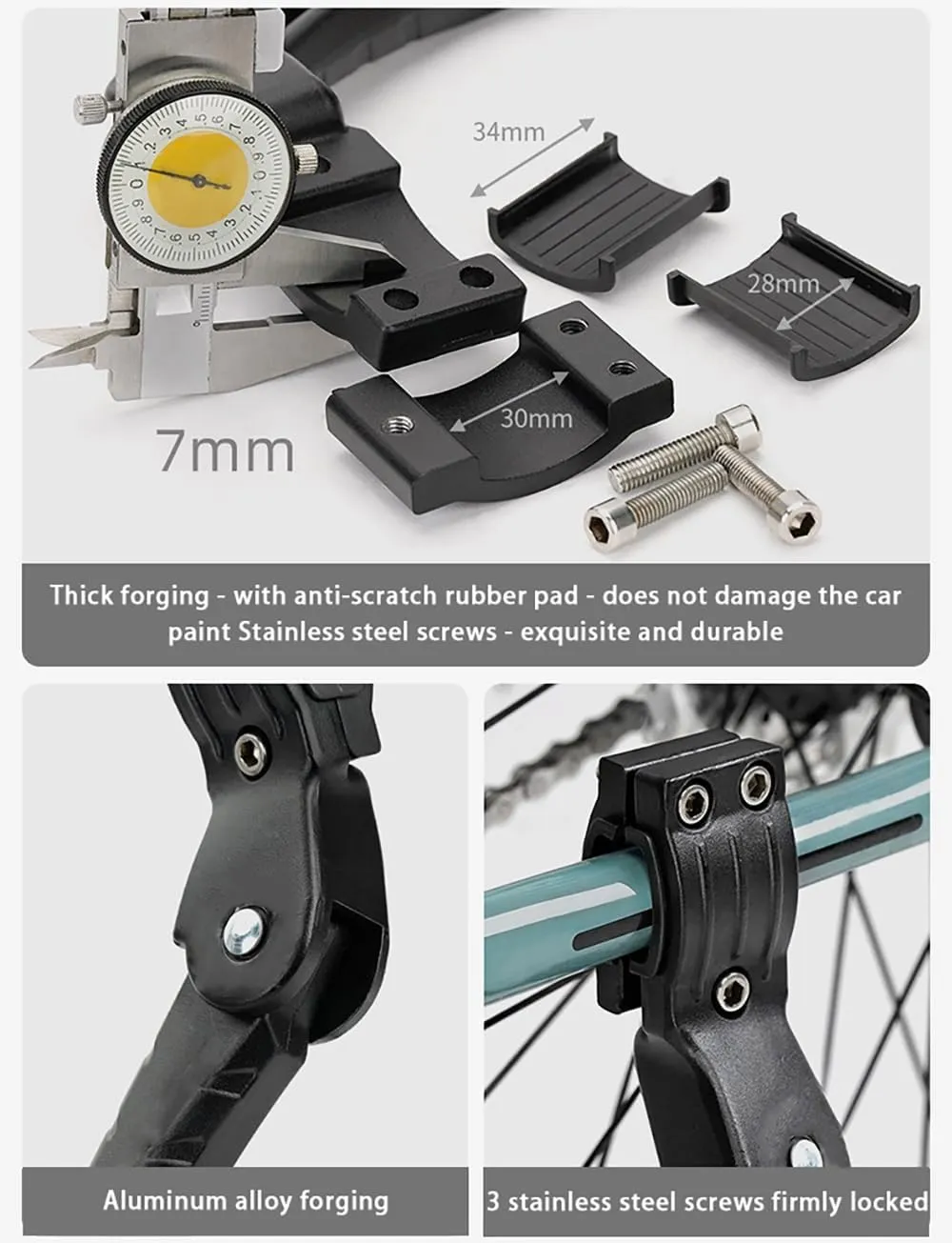 Bike Kickstand for Haibike SDURO FullSeven 7.0, Aluminum Adjustable Kickstand Foot Side Stand Suppor Rear Side Bicycle Stand with Non-Slip Rubber Foot,A