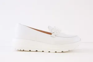 BIOECO - 6350/2022 CHUNKY WEDGE LOAFER - WHITE LEATHER