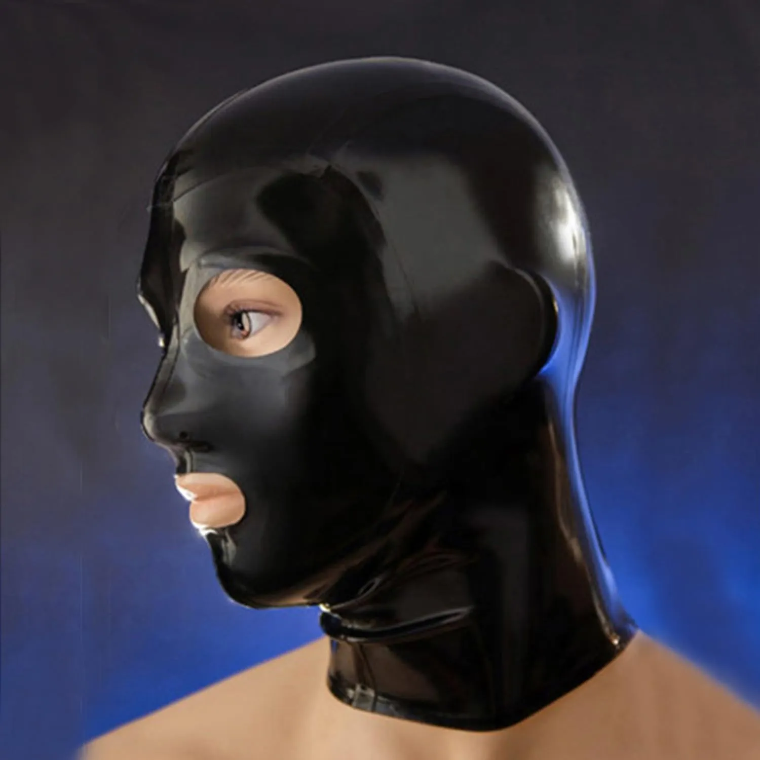 Black Latex Hood Masks,Full Face Latex Mask for Men Women Catsuit,Novelty Rubber Masks Cosplay Club Wear Party Costumes