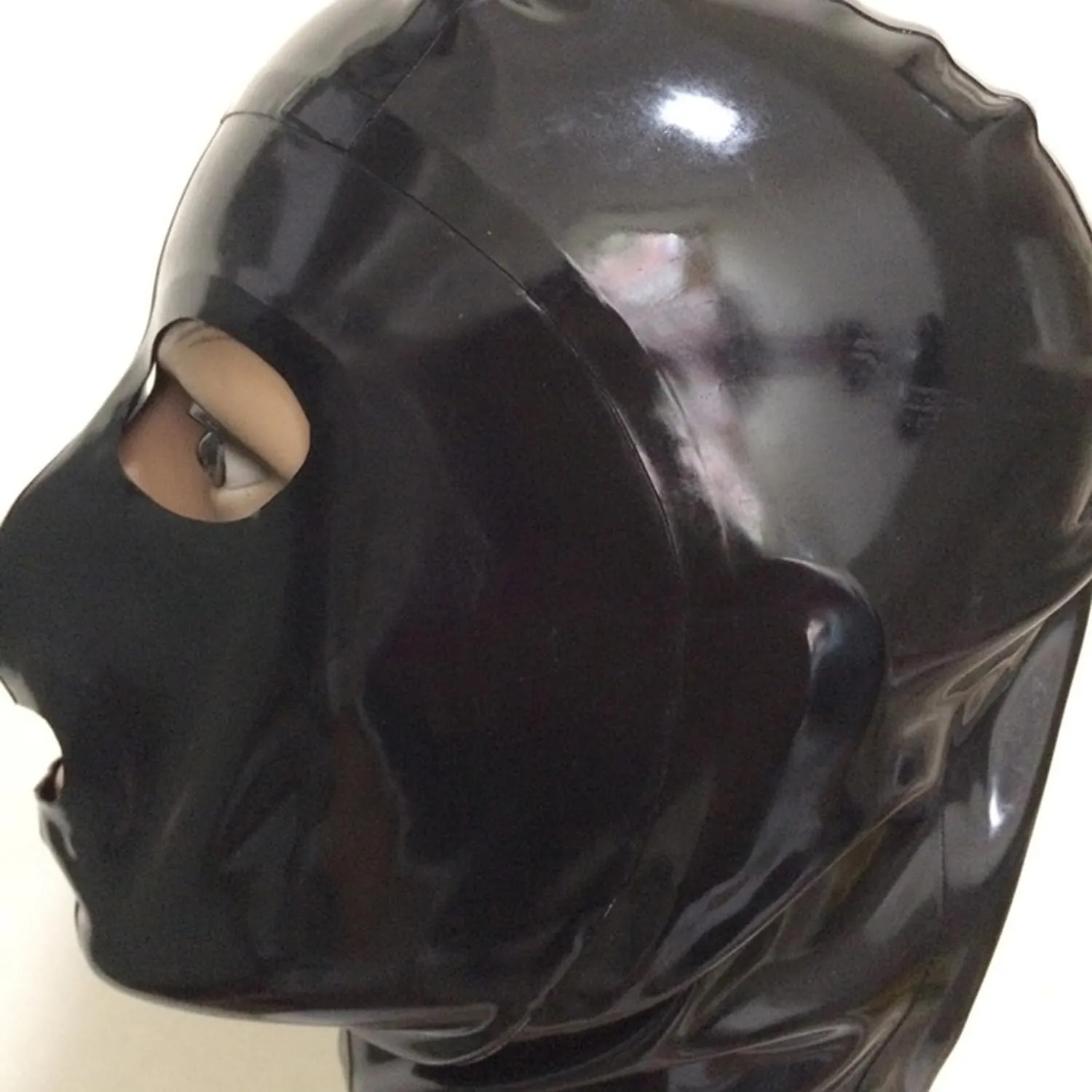 Black Latex Hood Masks,Full Face Latex Mask for Men Women Catsuit,Novelty Rubber Masks Cosplay Club Wear Party Costumes