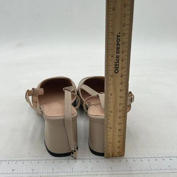 Black Women Formal Square Toe Block Heels Slingback Loafer Slip On Office Pumps
