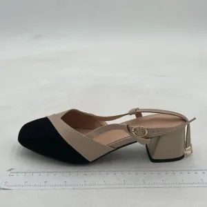 Black Women Formal Square Toe Block Heels Slingback Loafer Slip On Office Pumps